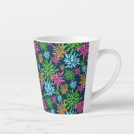 抽象芸術カラフル花火花ラテマグカップ カフェラテマグ