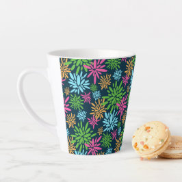 抽象芸術カラフル花火花ラテマグカップ カフェラテマグ