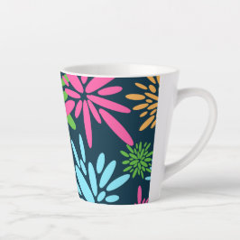 抽象芸術カラフル花火花ラテマグカップ カフェラテマグ