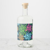 抽象芸術カラフル花火花ラベルセット リキュールボトルラベル (正面)