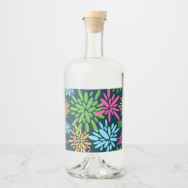 抽象芸術カラフル花火花ラベルセット リキュールボトルラベル