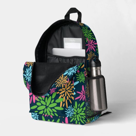 抽象芸術カラフル花火花リュックサック プリントバックパック (裏面右端 (見開き))