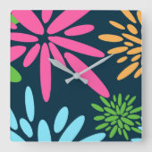 抽象芸術カラフル花火花壁時計 スクエア壁時計 (正面)