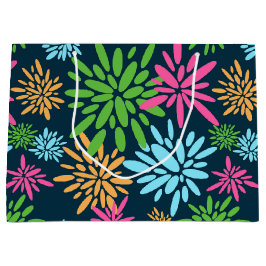 抽象芸術カラフル花火花抱き枕 ラージペーパーバッグ