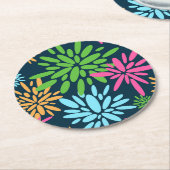 抽象芸術カラフル花火花紙コースター ラウンドペーパーコースター (アングル)
