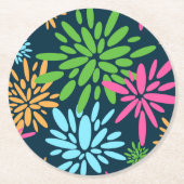 抽象芸術カラフル花火花紙コースター ラウンドペーパーコースター (正面)