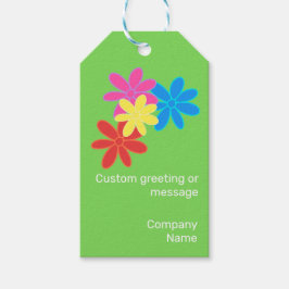 抽象芸術カラフル花緑ブルーピンクレッド名 ギフトタグ