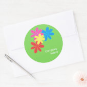 抽象芸術カラフル花緑ブルーピンクレッド名 ラウンドシール (封筒)