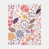 抽象芸術カラフル花 フリースブランケット (正面)