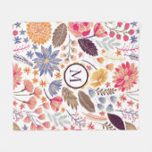 抽象芸術カラフル花 フリースブランケット (正面(横))