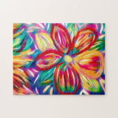 抽象芸術カラフル花 |レインボーカスタムン ジグソーパズル (横)