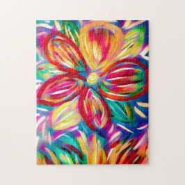 抽象芸術カラフル花 |レインボーカスタムン ジグソーパズル