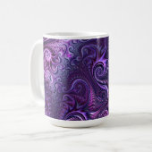 抽象芸術カラフル薄紫とバイオレット緩和曲線パターン コーヒーマグカップ (正面左)