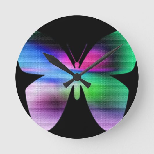 抽象芸術カラフル蝶 ラウンド壁時計 (正面)