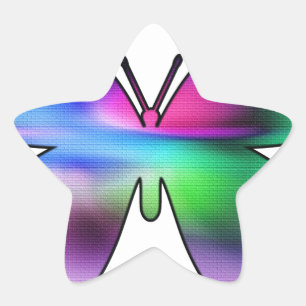 抽象芸術カラフル蝶 星シール