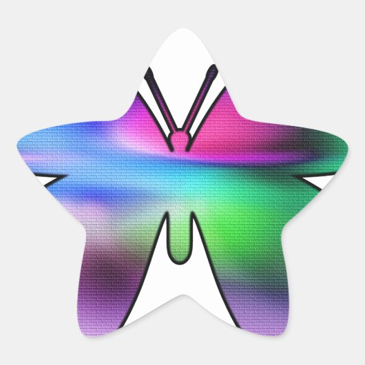 抽象芸術カラフル蝶 星シール (正面)