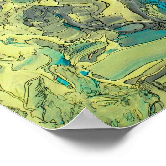 抽象芸術カラフル表現主義アートグリーンアーカイブ ポスター (角)