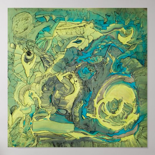 抽象芸術カラフル表現主義アートグリーンアーカイブ ポスター (正面)