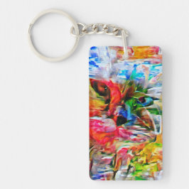 抽象芸術カラフル表現主義キャットアートプリント» キーホルダー