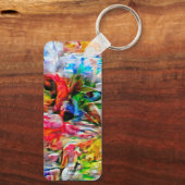 抽象芸術カラフル表現主義キャットアートプリント» キーホルダー (裏面)