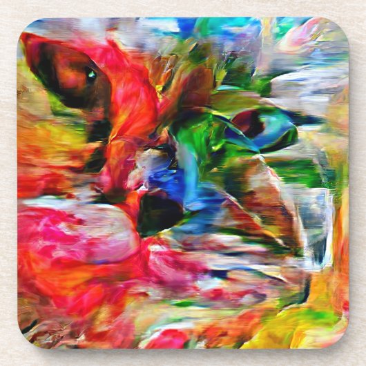 抽象芸術カラフル表現主義キャットアートプリント» コースター (正面)