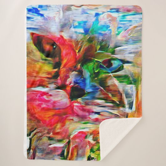 抽象芸術カラフル表現主義キャットアートプリント» シェルパブランケット (正面)