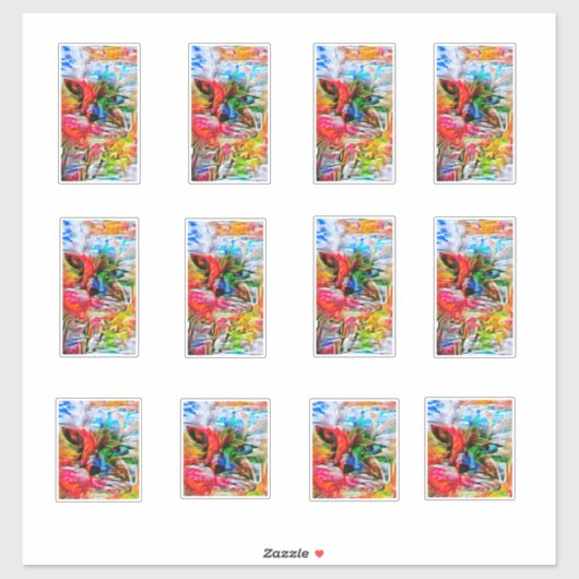 抽象芸術カラフル表現主義キャットアートプリント» シール (シート)