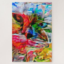抽象芸術カラフル表現主義キャットアートプリント» ジグソーパズル