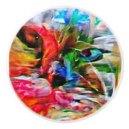 抽象芸術カラフル表現主義キャットアートプリント» セラミックノブ