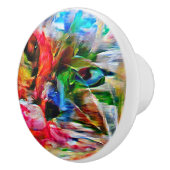 抽象芸術カラフル表現主義キャットアートプリント» セラミックノブ (右)