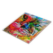 抽象芸術カラフル表現主義キャットアートプリント» タイル (側面)