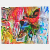 抽象芸術カラフル表現主義キャットアートプリント» フリースブランケット (正面(横))