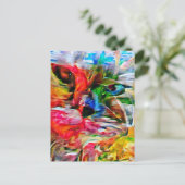 抽象芸術カラフル表現主義キャットアートプリント» ポストカード (スタンド正面)