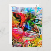 抽象芸術カラフル表現主義キャットアートプリント» ポストカード (正面/裏面)