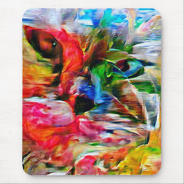 抽象芸術カラフル表現主義キャットアートプリント» マウスパッド