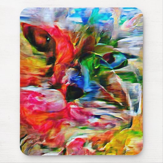 抽象芸術カラフル表現主義キャットアートプリント» マウスパッド (正面)