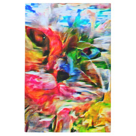 抽象芸術カラフル表現主義キャットアートプリント» メタルプリント