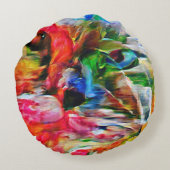 抽象芸術カラフル表現主義キャットアートプリント» ラウンドクッション (裏面)