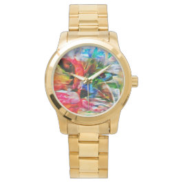 抽象芸術カラフル表現主義キャットアートプリント» 腕時計