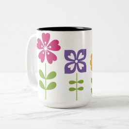 抽象芸術カラフル装飾フローラ ツートーンマグカップ