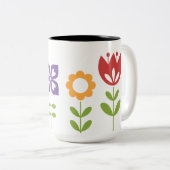 抽象芸術カラフル装飾フローラ ツートーンマグカップ (正面右)