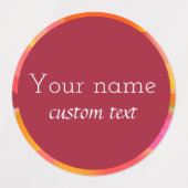 抽象芸術カラフル赤オレンジ色のピンクカスタム色のラベル ラベル (デザイン1)