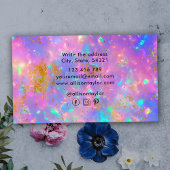 抽象芸術カラフル金ゴールドファイアオプアルジェムストーン追加ロゴ 名刺