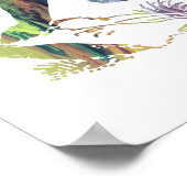 抽象芸術カラフル金華城シルエット ポスター (角)