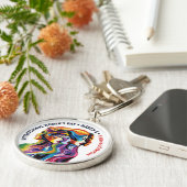 抽象芸術カラフル顔の日 | IWD キーホルダー (側面)