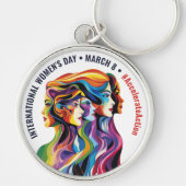 抽象芸術カラフル顔の日 | IWD キーホルダー (正面)