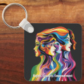 抽象芸術カラフル顔の日 | IWD キーホルダー (正面)