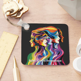 抽象芸術カラフル顔の日 | IWD キーホルダー