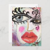 抽象芸術カラフル顔カッコいいグラフィティお洒落アート ポストカード (正面/裏面)