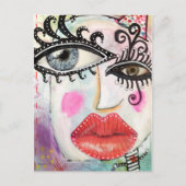 抽象芸術カラフル顔カッコいいグラフィティお洒落アート ポストカード (正面)